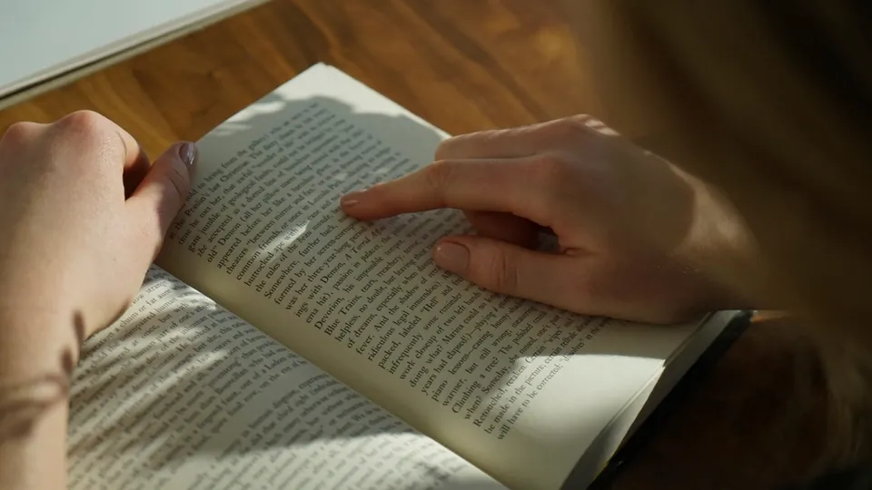 Student reading a novel